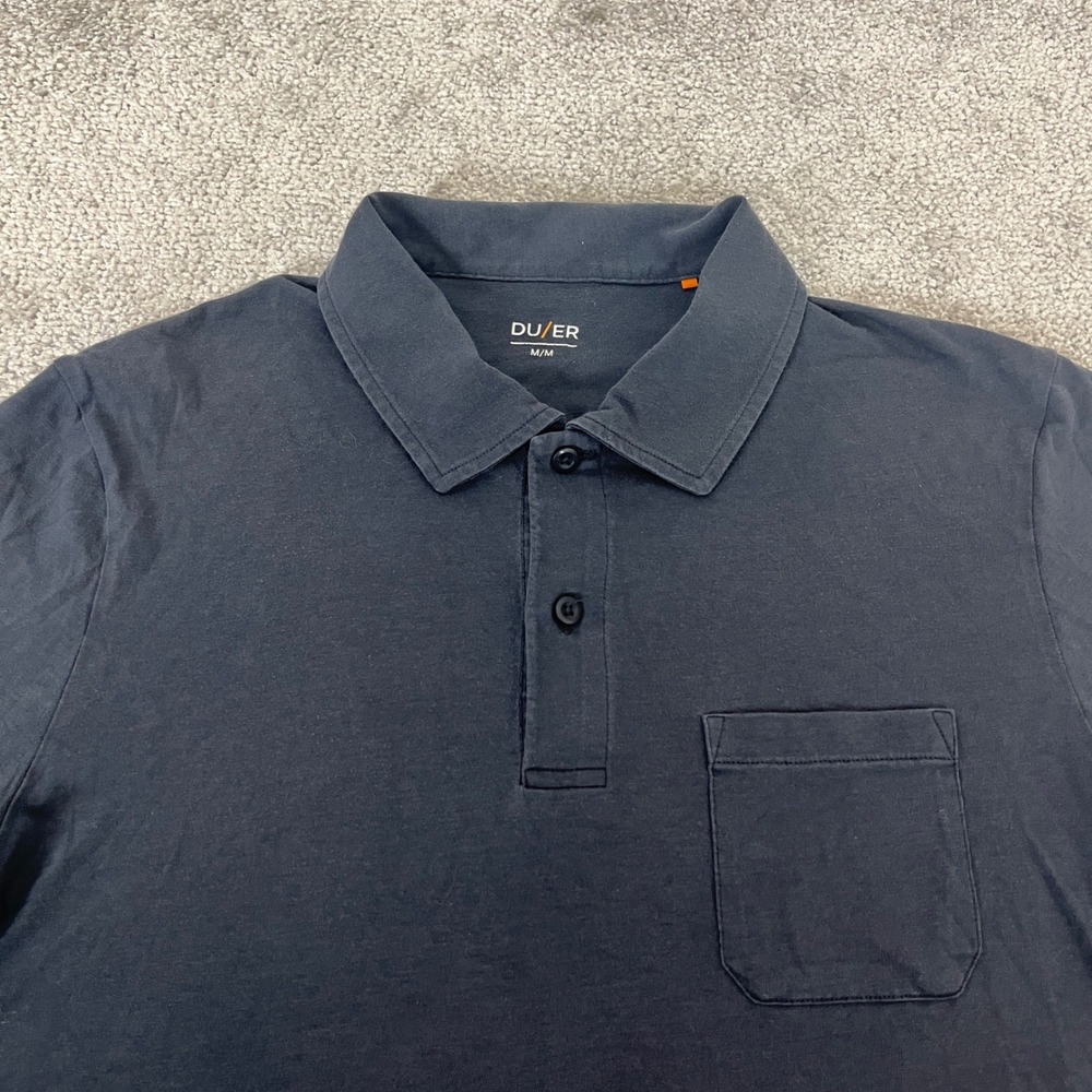 DUER Polo Mens Medium Pima Cotton Tencel Dura Soft Navy Blue
